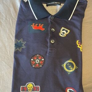 Alexander McQueen Dark Blue Polo with Colorful Patches